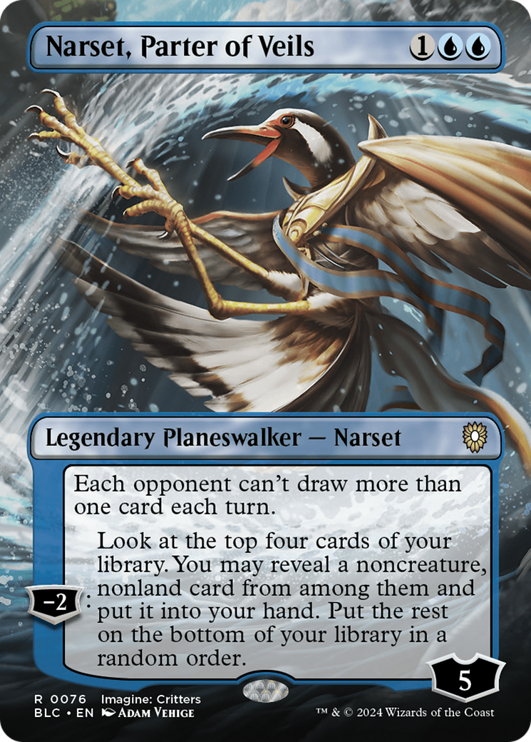 Narset, Parter of Veils (Borderless) (BLC-076) - Bloomburrow Commander