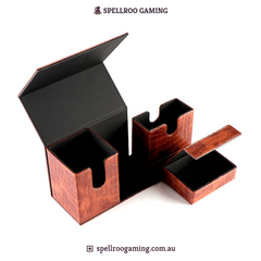 HENWEI: Q04 Large Capacity Triple-Row PU Leather Deck Box – Fits 100+ TCG Cards with Accessory Compartment (MTG, Pokémon, Yu-Gi-Oh!, Lorcana, CCG)