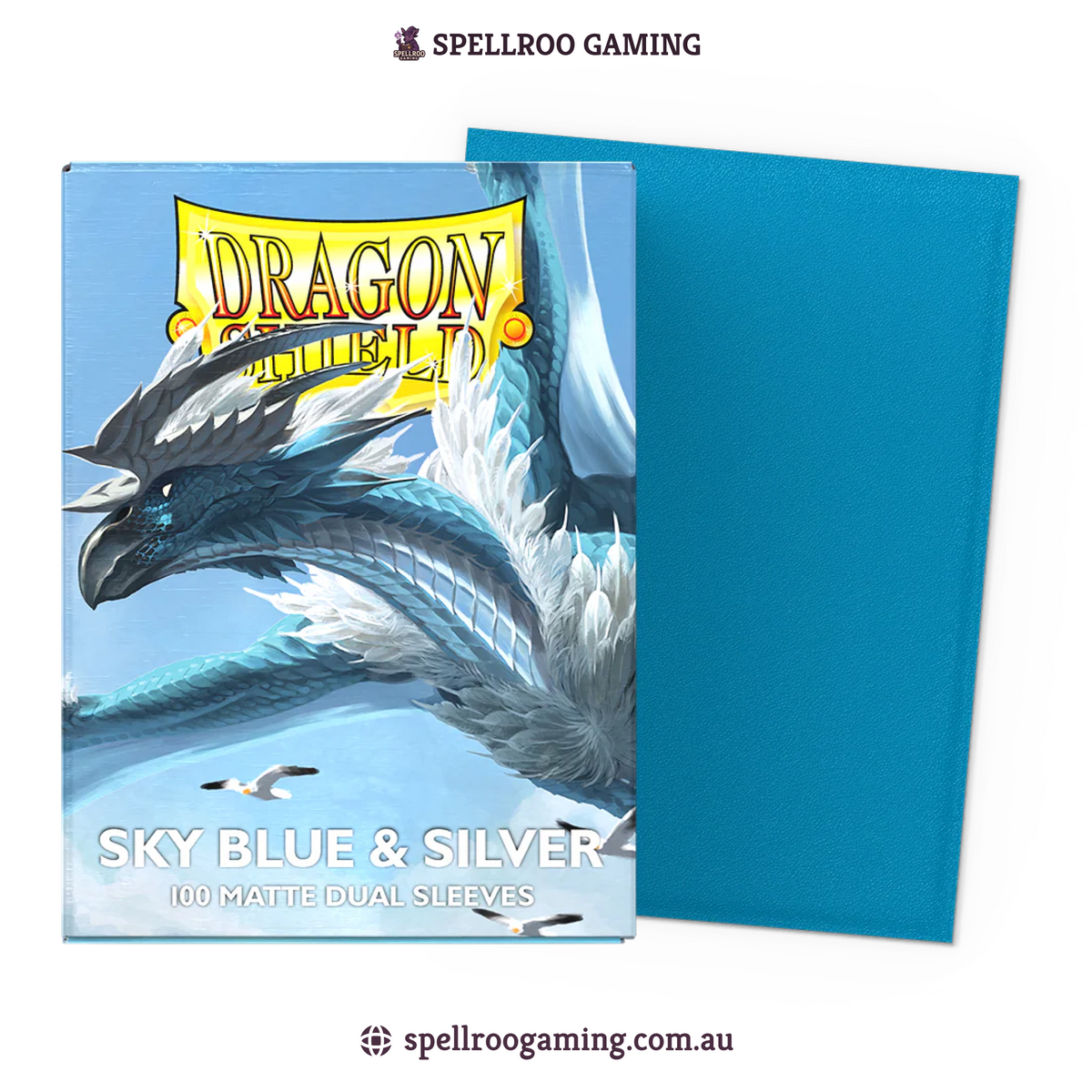 Dragon Shield: Matte Dual - Sky Blue & Silver - Standard Size - 100 Sleeves