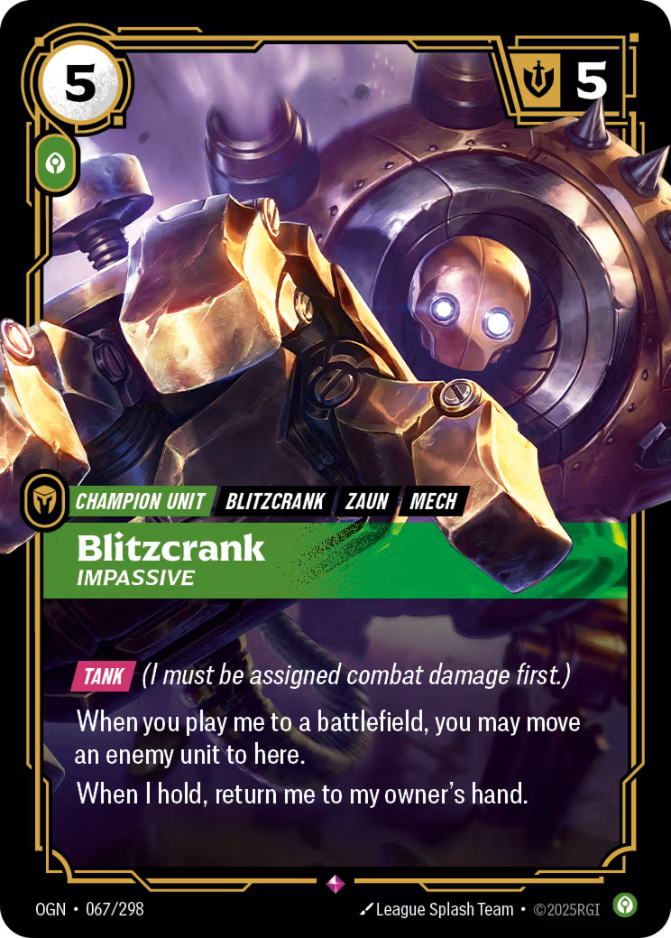 Riftbound: League of Legends TCG: Blitzcrank, Impassive - EN - OGN-067/298 (Origins, R)