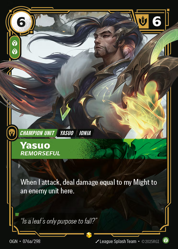 Riftbound: League of Legends TCG: Yasuo, Remorseful - EN - OGN-076a/298 (Origins, S)